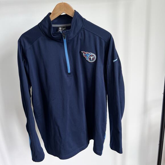 Nike Dri Fit Tennessee‎ Titans NFL On Field 1/4 Zip Sweatshirt Mens Medium - Picture 1 of 6
